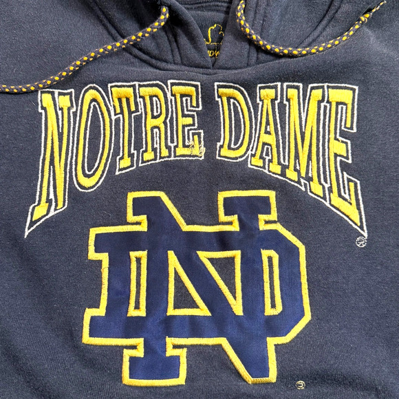 Vintage University Of Notre Dame Fighting Irish Hoodie Mens Blue Hoodie Medium - Picture 5 of 9